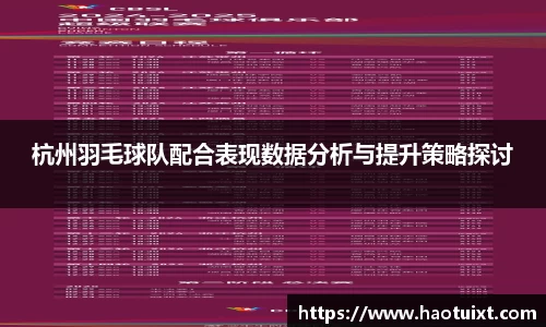 杭州羽毛球队配合表现数据分析与提升策略探讨